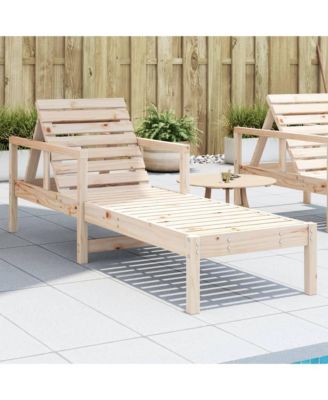 Sun Lounger Natural Pine Solid Pine Wood Standard
