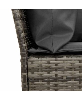 Garden Sofa Grey PE rattan, powder-coated steel, polyester