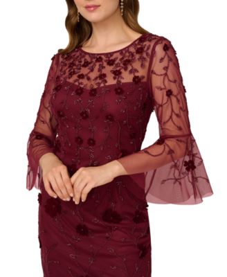 Women's Beaded Velvet Boat Neck Sheath Dress