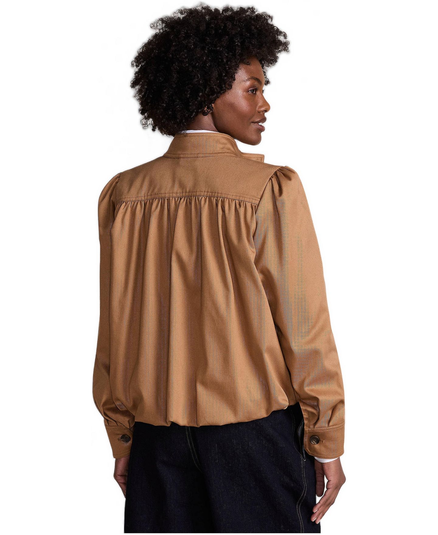 Женская куртка Lands' End Drapey Twill Bubble Hem, цвет: Верблюжий — фото 2