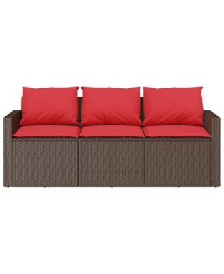 Garden Sofa Brown PE rattan 3-Seater Removable Covers