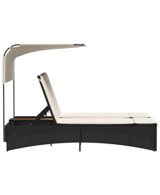Patio Double Sun Lounger Black PE rattan Double