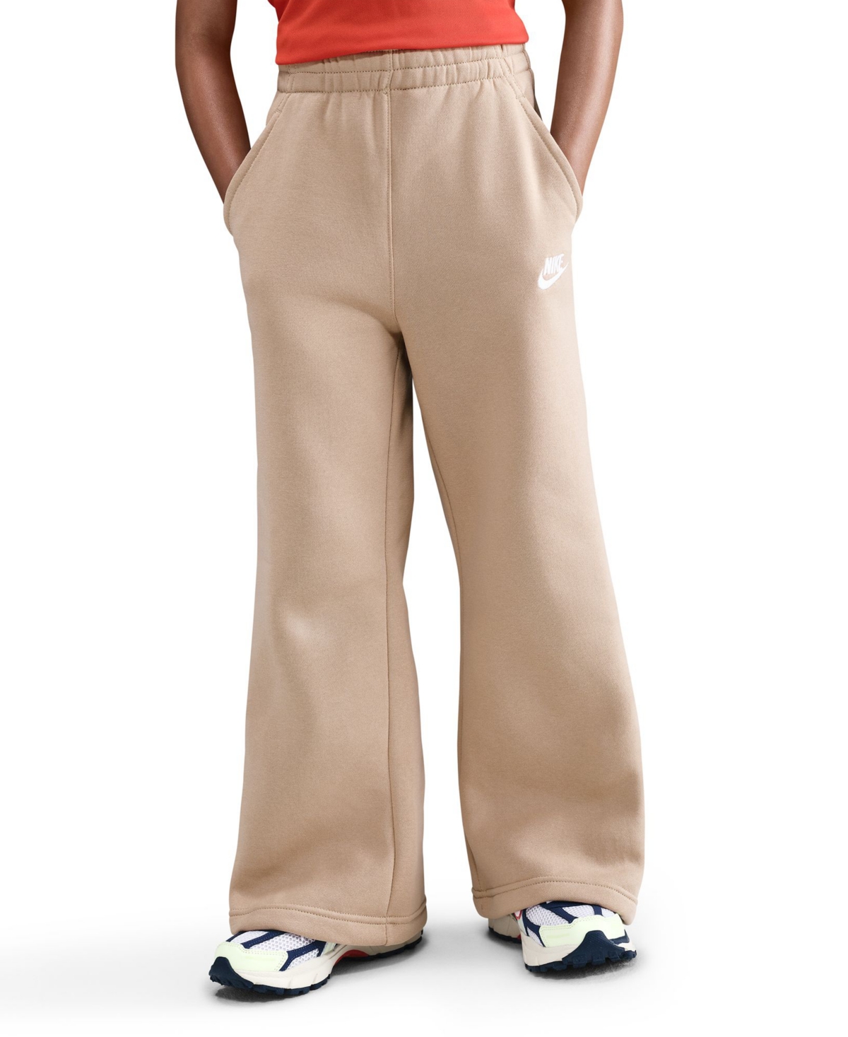 Nike Big Girls 7-16 Sportswear Club Fleece Wide-leg Sweatpants In Brown