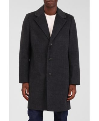 Men's Houndstooth Faux Wool Top Coat