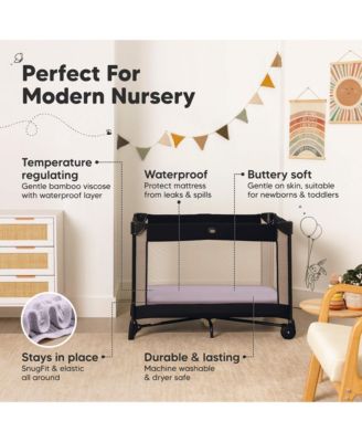 2pk Isla Waterproof Mini Crib Sheets for Boy, Girl, Soft Pack and Play Sheets for Graco Pack and Play Mattress