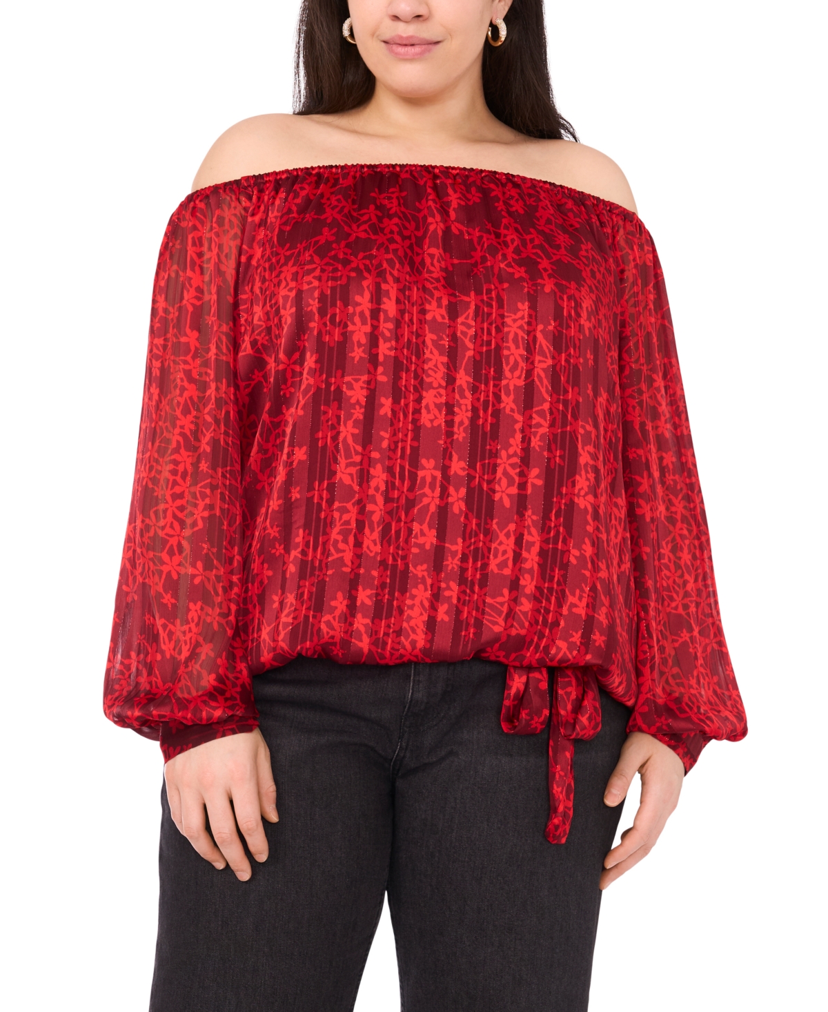 Vince Camuto Plus Off-The-Shoulder Printed Top