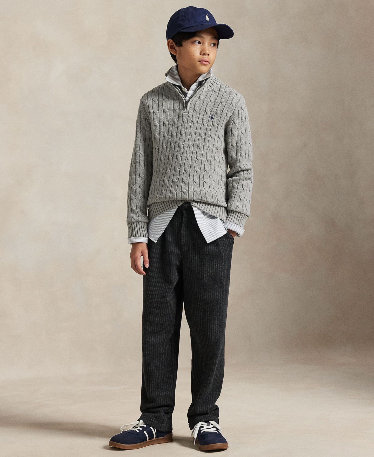 Свитер Polo Ralph Lauren Cable-Knit Cotton Quarter-Zip Sweater для мальчиков, цвет: Меланжевый — фото 2