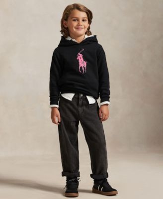 Toddler and Little Boys Pink Pony Fleece Hoodie