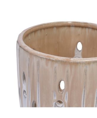 Modern Striped Ceramic Planter Set of 2