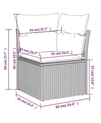 Garden Sofa Beige Poly Rattan, Powder-Coated Steel, Polyester