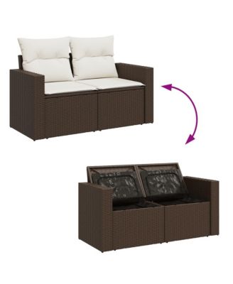 Garden Sofa Brown and cream white PE rattan 2-seater Modular