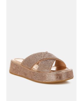 Womens Adena Rhinestone Embellished Flatforms