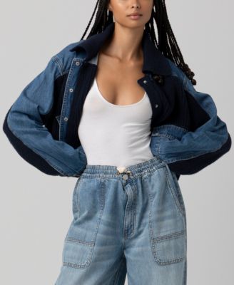 Women's Mixed Media Long-Sleeve Sweater