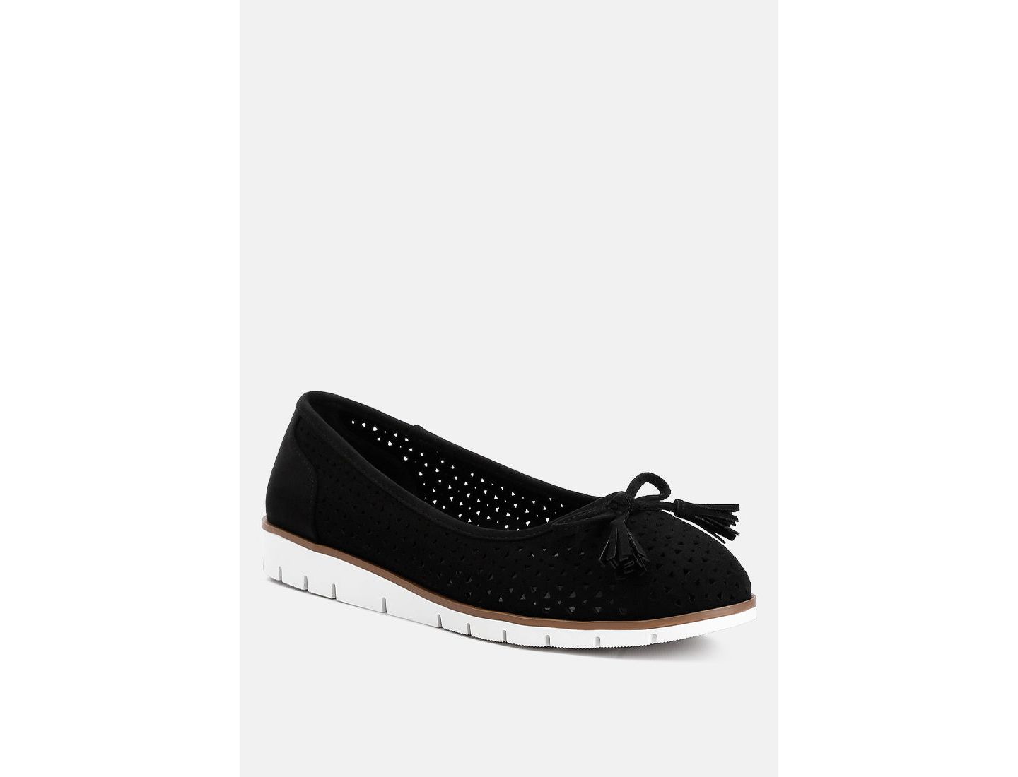 Женские балетки London Rag Pacer Perforated Leather Ballerinas, цвет: Чёрный — фото 1