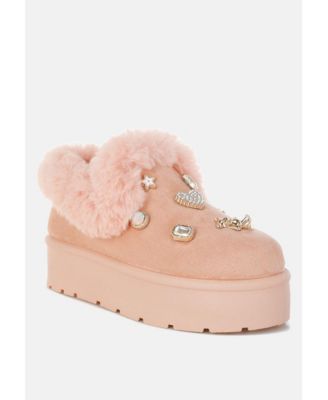 Womens Zeta Charm Detail Slip On Snow Boots