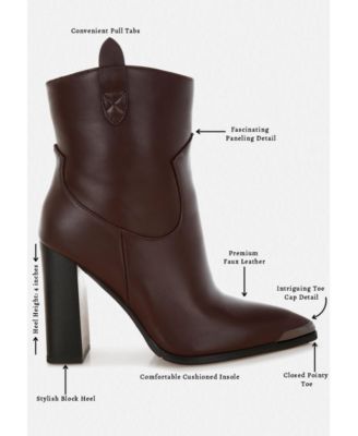 Womens Hatter Pointed Toe Faux Leather Boots