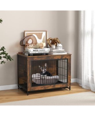 Industrial Dog Crate Furniture Heavy-duty Kennel Cage w/ 3 Chew-proof Walls Large