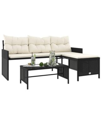 Garden Sofa Black, Cream White