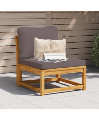 Garden Sofa Dark Grey Solid Acacia Wood, Polyester, Foam Single