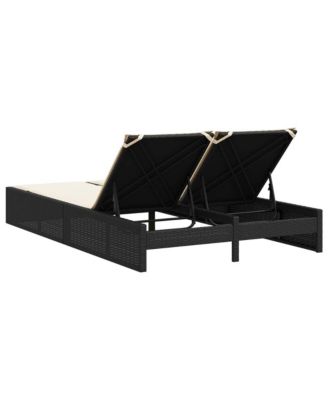 Double Sun Lounger Black, Cream White