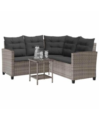 Garden Sofa Gray, Dark Gray PE rattan Medium Adjustable Feet
