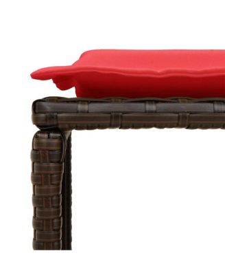 5 Piece Patio Sofa Set with Cushions Stackable Brown Poly Rattan