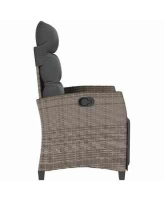 Reclining Garden Chair Grey PE rattan, powder-coated steel Medium