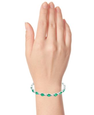 Pear Sapphire (10.50 ct. t.w.) and White Sapphire Bracelet (0.04 ct. t.w.) in Sterling Silver (Also in Emerald)