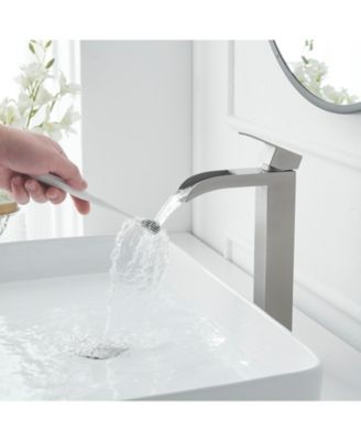 Waterfall Single Hole Single Handle Bathroom Vessel Sink Faucet With Drain Assembly in Brushed Nickel