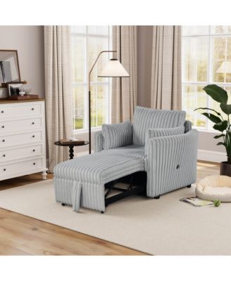  1 Pc  Fabric Upholstered, USB-A & USB-C Ports, Pillows  Pullout Sleeper, Space-Saving Design  Convertible Sofa Bed Chair