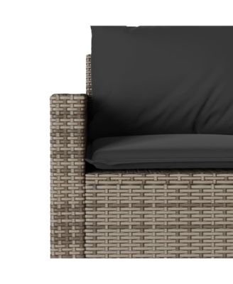 Garden Sofa Gray PE Rattan 3-Seater UV-resistant materials