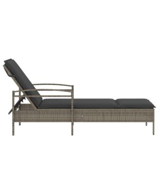 Sun Lounger Grey Poly Rattan, Powder-Coated Steel And over