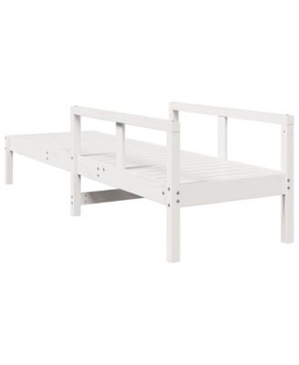 Sun Lounger White Solid Pine Wood 78.5x24.4x21.7 in