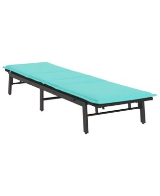 Sun Lounger with Cushion Black Poly Rattan