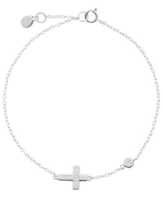 Macy's - Cubic Zirconia Cross Bracelet (0.13 ct. t.w.) in Sterling Silver