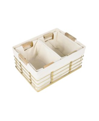 Callan Vintage Industrial Handmade Set of 3 Wire Metal Nesting Storage Baskets with Wood Handles