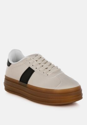 Womens Knockout Faux Leather Lace-Up Sneakers