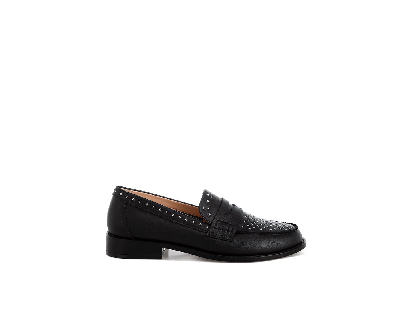 Женские туфли Rag & Co Raisa Stud Embellished Penny, цвет: Чёрный кожаный — фото 4