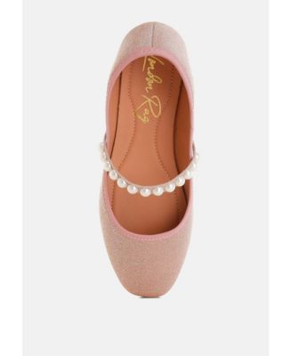 Womens Corphee Pearl Strapped Glitter Ballerinas
