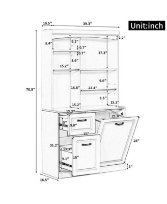 70.9" Tall MDF Freestanding Organizer Bathroom Tilt-Out Hamper Cabinet