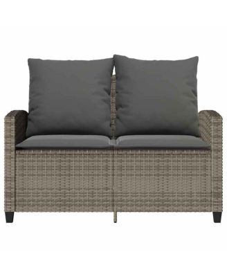 Garden Sofa Grey PE rattan 2-Seater Water-resistant materials