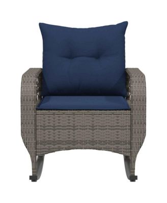 Patio Rocking Chair with Cushions Gray Poly Rattan
