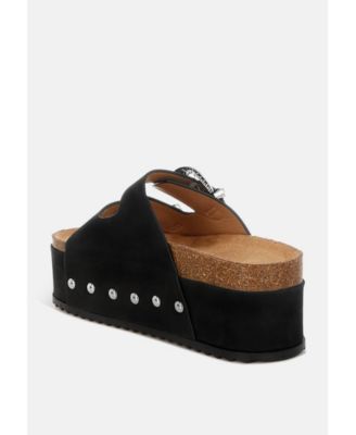 Womens Zaphod Faux Leather Flatform Slip Ons