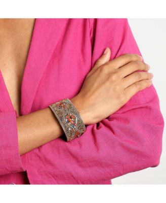 Women's Gold Embellished Leather Bracelet