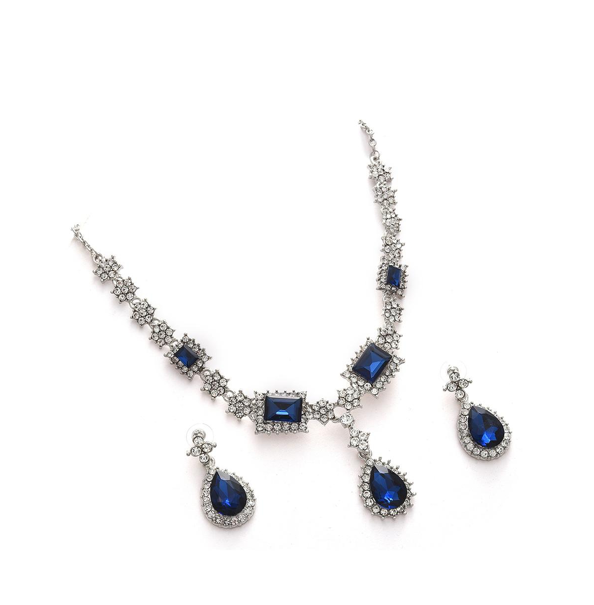 Sohi Women's Silver Plated Designer Stone Jewellery Set