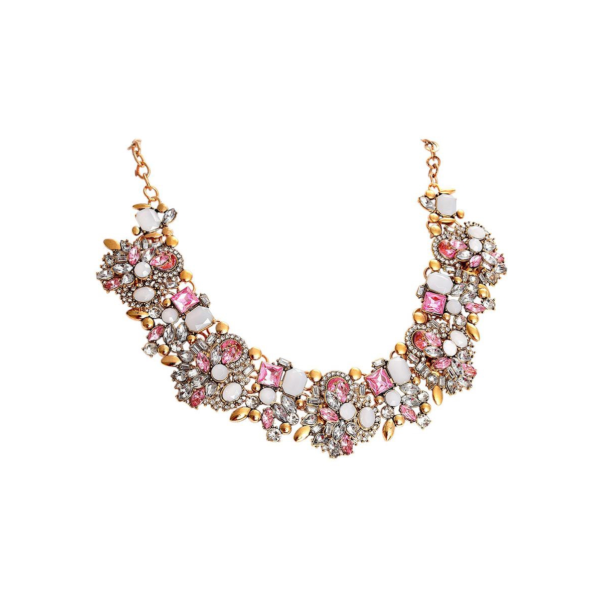 Sohi Silver-plated Stone Necklace In Pink