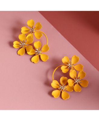 Floral-Circular Drop Earrings