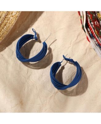 Women's Blue  Petal Hoop Earrings