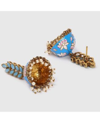 Floral-Enamel Drop Earrings
