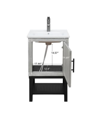 Small Bathroom Vanity with Sink Hot and Cold Faucet Freestanding Bathroom Cabinet